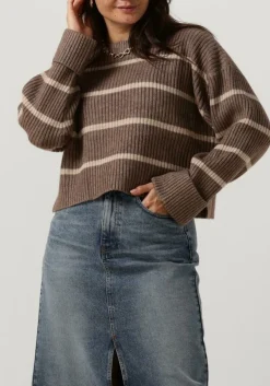 DAMES CO'COUTURE trui row stripe box crop knit