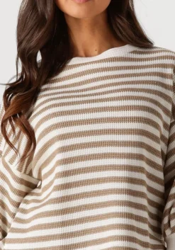 DAMES SUMMUM sweater jersey sweater waffle lurex stripe