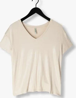 DAMES SUMMUM t-shirt v-neck top metallic coated jersey