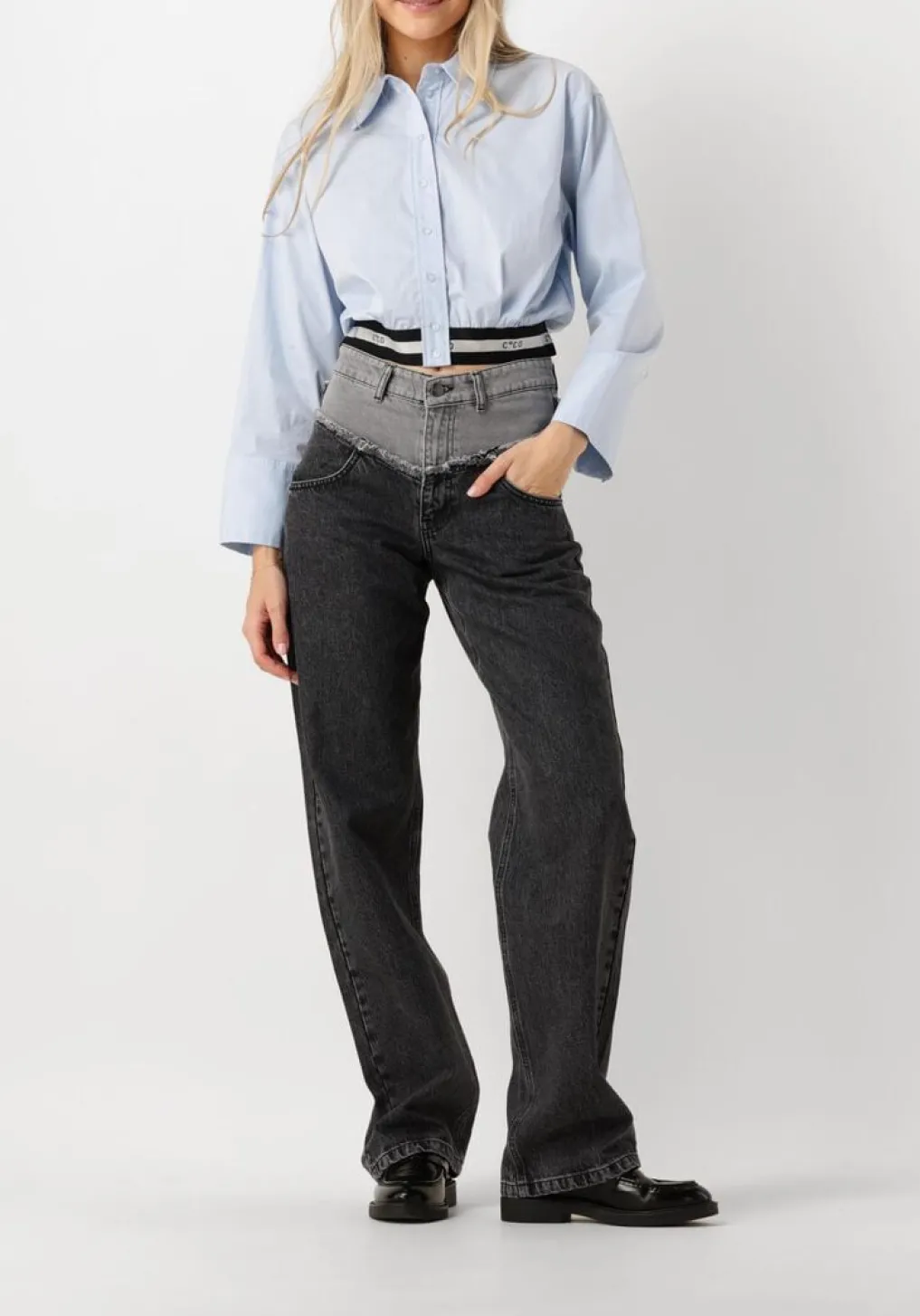 DAMES CO'COUTURE e blouses cotton crisp logo crop shirt