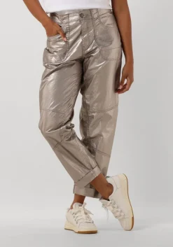 DAMES SUMMUM bronzen pantalon loose tapered pants foil coated twill