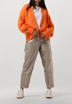 DAMES SUMMUM bronzen pantalon loose tapered pants foil coated twill