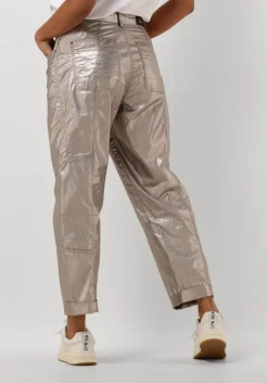 DAMES SUMMUM bronzen pantalon loose tapered pants foil coated twill
