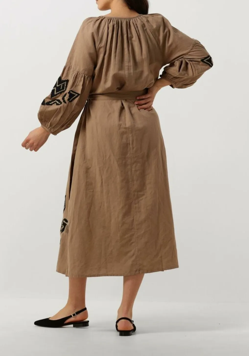 DAMES SUMMUM e midi jurk dress linnen heavy embroidery