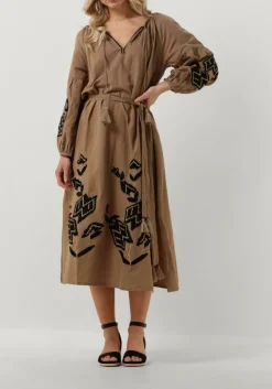 DAMES SUMMUM e midi jurk dress linnen heavy embroidery