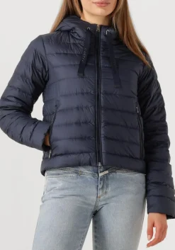 DAMES WOOLRICH e leren jas quilted hooded jacket