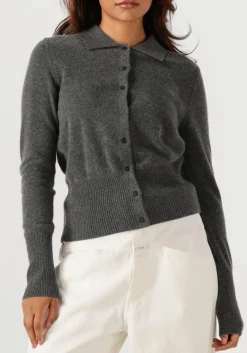 DAMES CLOSED donkergrijze trui cardigan with collar