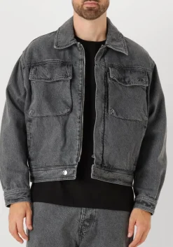 Heren FILLING PIECES donkergrijze spijkerjas denim jack washed