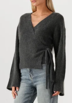 DAMES SECOND FEMALE donkergrijze vest brook knit wrap cardigan