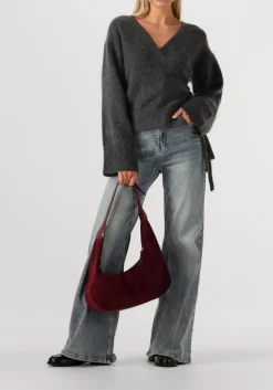 DAMES SECOND FEMALE donkergrijze vest brook knit wrap cardigan