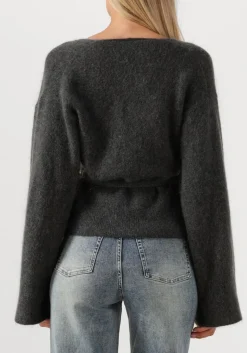 DAMES SECOND FEMALE donkergrijze vest brook knit wrap cardigan