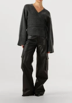 DAMES SECOND FEMALE donkergrijze vest brook knit wrap cardigan