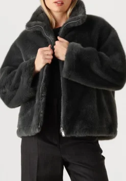 DAMES STUDIO AR donkergrijze faux fur jas mara