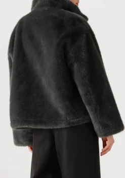 DAMES STUDIO AR donkergrijze faux fur jas mara