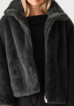 DAMES STUDIO AR donkergrijze faux fur jas mara