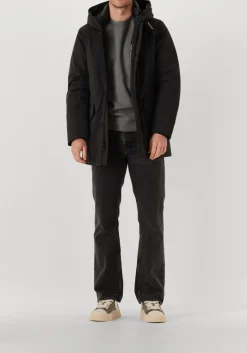 Heren WOOLRICH donkergrijze trui logo interlock crewneck