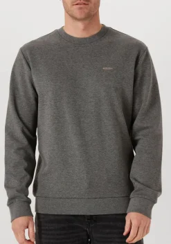 Heren WOOLRICH donkergrijze trui logo interlock crewneck