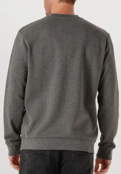 Heren WOOLRICH donkergrijze trui logo interlock crewneck