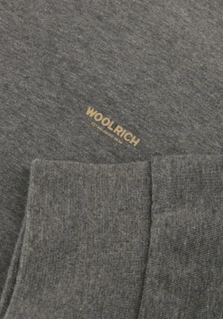 Heren WOOLRICH donkergrijze trui logo interlock crewneck