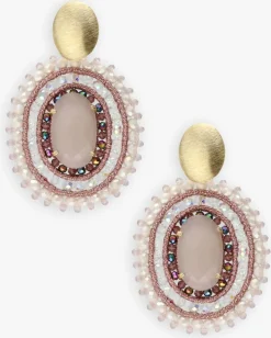 DAMES LOTT. GIOIELLI oorbellen filled oval 3 rimgs with stone l