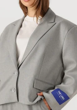 DAMES ALIX THE LABEL grijze blazer ladies woven coated herringbone blazer