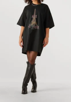 DAMES ALIX THE LABEL grijze mini jurk ladies knitted paris t-shirt dress