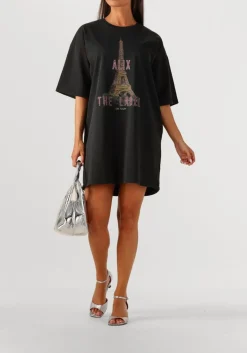 DAMES ALIX THE LABEL grijze mini jurk ladies knitted paris t-shirt dress