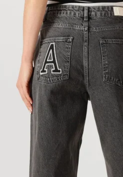 DAMES ALIX THE LABEL grijze straight leg jeans ladies woven relaxed denim pants