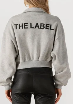 DAMES ALIX THE LABEL grijze sweater ladies knitted polo sweater