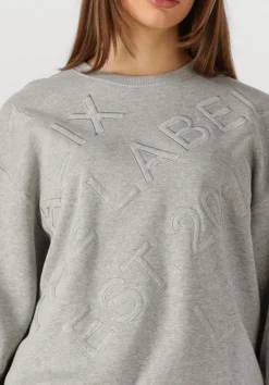DAMES ALIX THE LABEL grijze trui ladies knitted text patches sweater