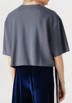 DAMES ALIX THE LABEL grijze t-shirt ladies knitted flowy cropped tshirt