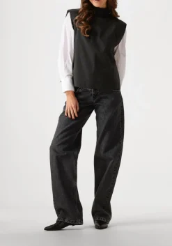 DAMES CO'COUTURE grijze gilet kaya rib turtleneck vest