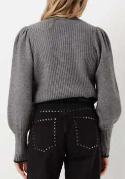 DAMES CO'COUTURE grijze trui row puff knit