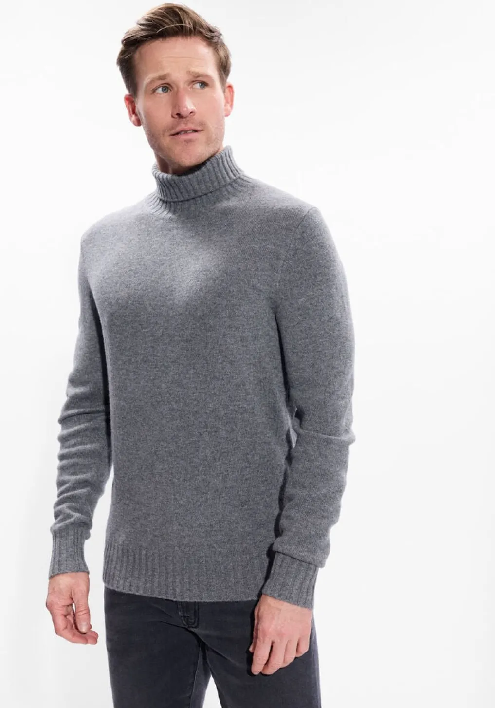 Heren LEURINK KNIT grijze coltrui trani col