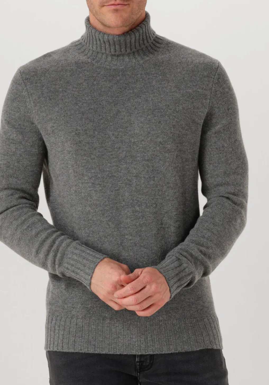 Heren LEURINK KNIT grijze coltrui trani col