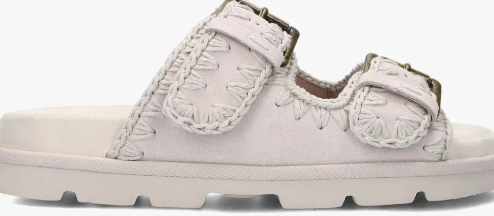 DAMES MOU grijze slippers low bio sandal 2buckles monoch