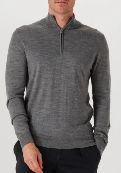 Heren PROFUOMO grijze trui pullover half zip merino