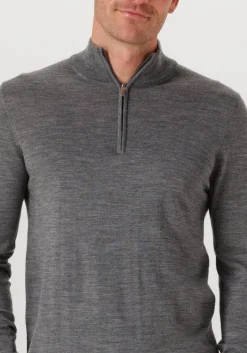 Heren PROFUOMO grijze trui pullover half zip merino