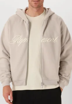 Heren REPRESENT grijze vest script logo zip hoodie