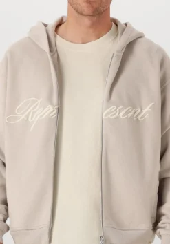 Heren REPRESENT grijze vest script logo zip hoodie