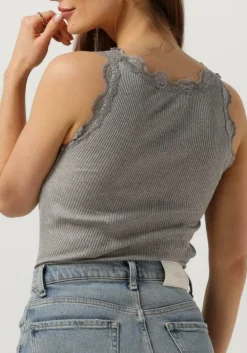 DAMES ROSEMUNDE grijze top silk top w/ lace