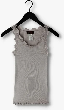 DAMES ROSEMUNDE grijze top silk top w/ lace