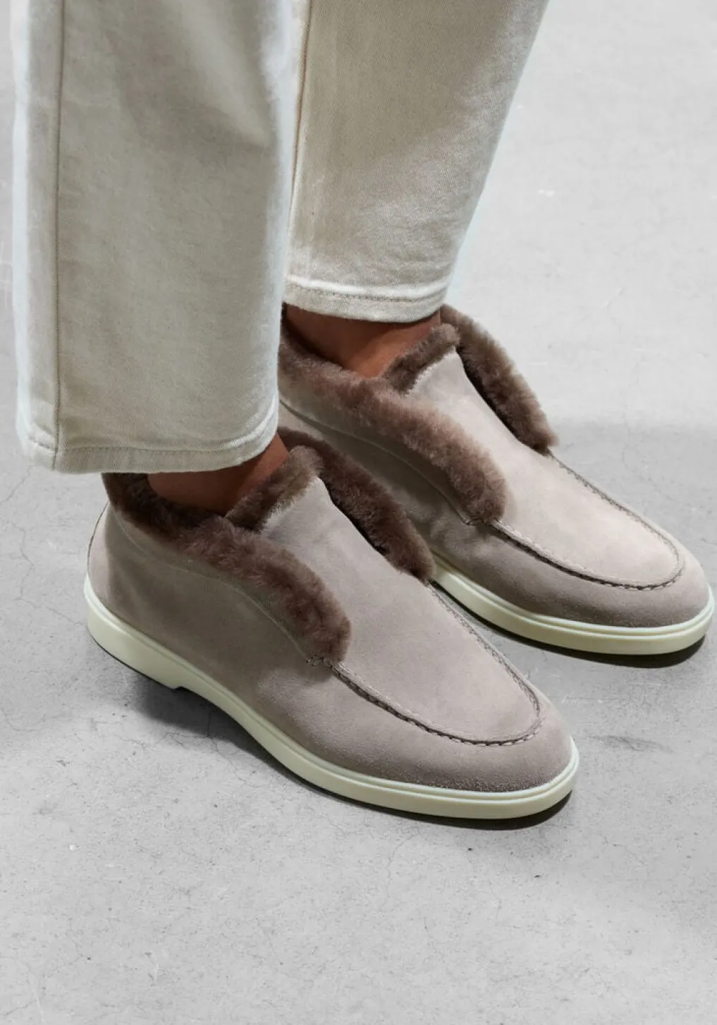 DAMES SANTONI grijze instappers sue vacht instapper