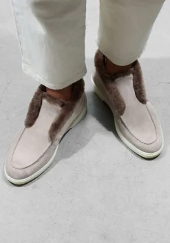 DAMES SANTONI grijze instappers sue vacht instapper