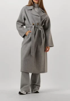 DAMES SUMMUM grijze mantel long coat wool classic