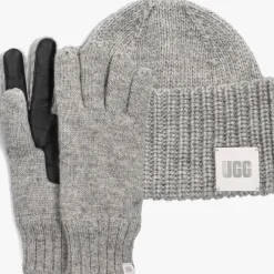 Heren UGG grijze handschoenen knit beanie and glove set
