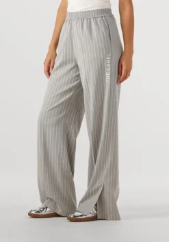 DAMES ALIX THE LABEL lichtgrijze wijde broek ladies woven pinstripe pants