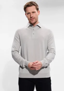 Heren GRAN SASSO lichtgrijze polo polo l slv