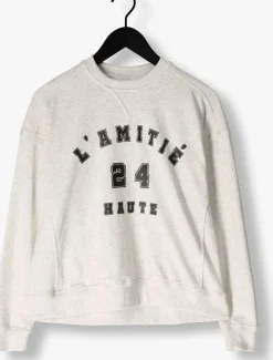 DAMES HAUTE L'AMITIÉ lichtgrijze haute l'amitié trui college curve sweat