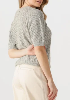 DAMES MOS MOSH lichtgrijze t-shirt mmkarin marisol ss linen knit